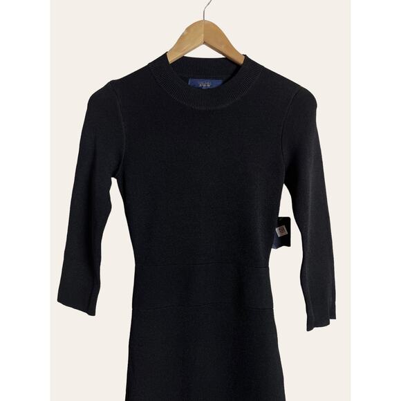 Rachel Roy Black Long Sleeve Open Back  Knit Ribbed Long Sleeve Sheath Dress S - Picture 5 of 9